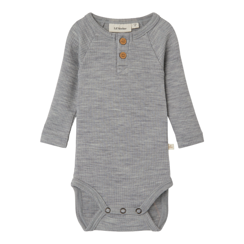 Lil' Atelier Fabel Wool Body - Grey Melange  - Hola BB