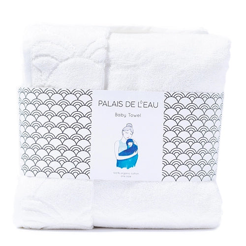 PALAIS DE L’EAU Organic Cotton Baby Towel White - Hola BB