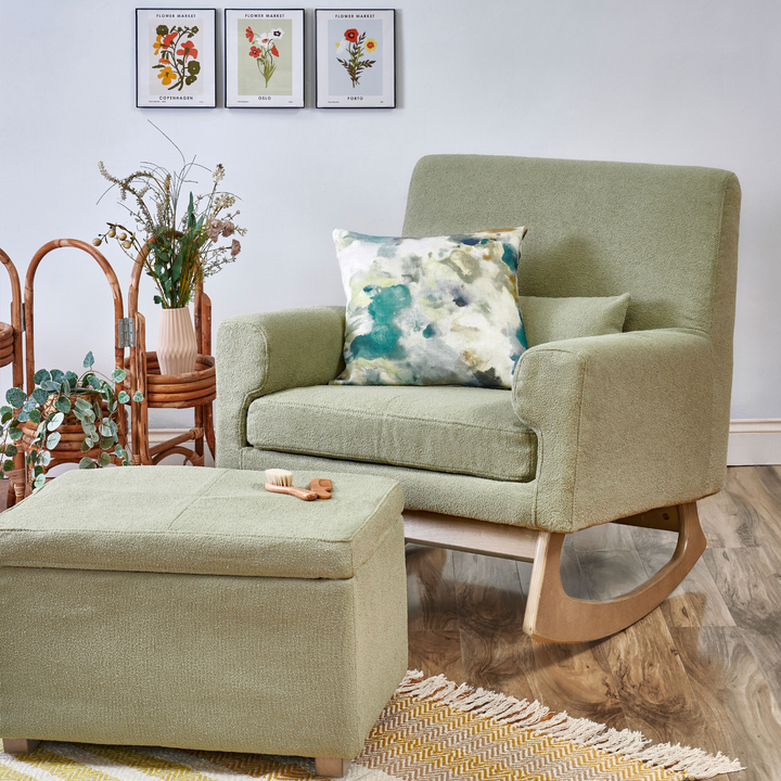 Gaia Baby Serena rocking & nursing Chair - Oak & Boucle Sage, Second Chance - Hola BB