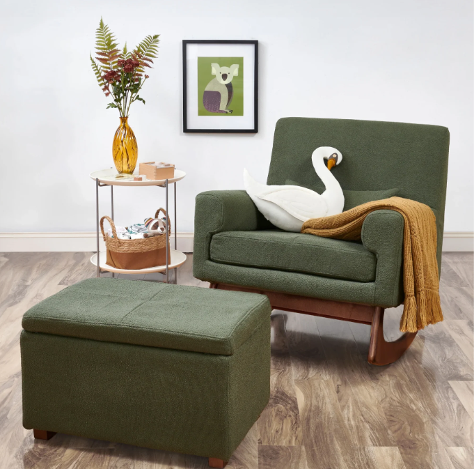 Serena Bouclé Fodskammel - Chalk / Forest Green