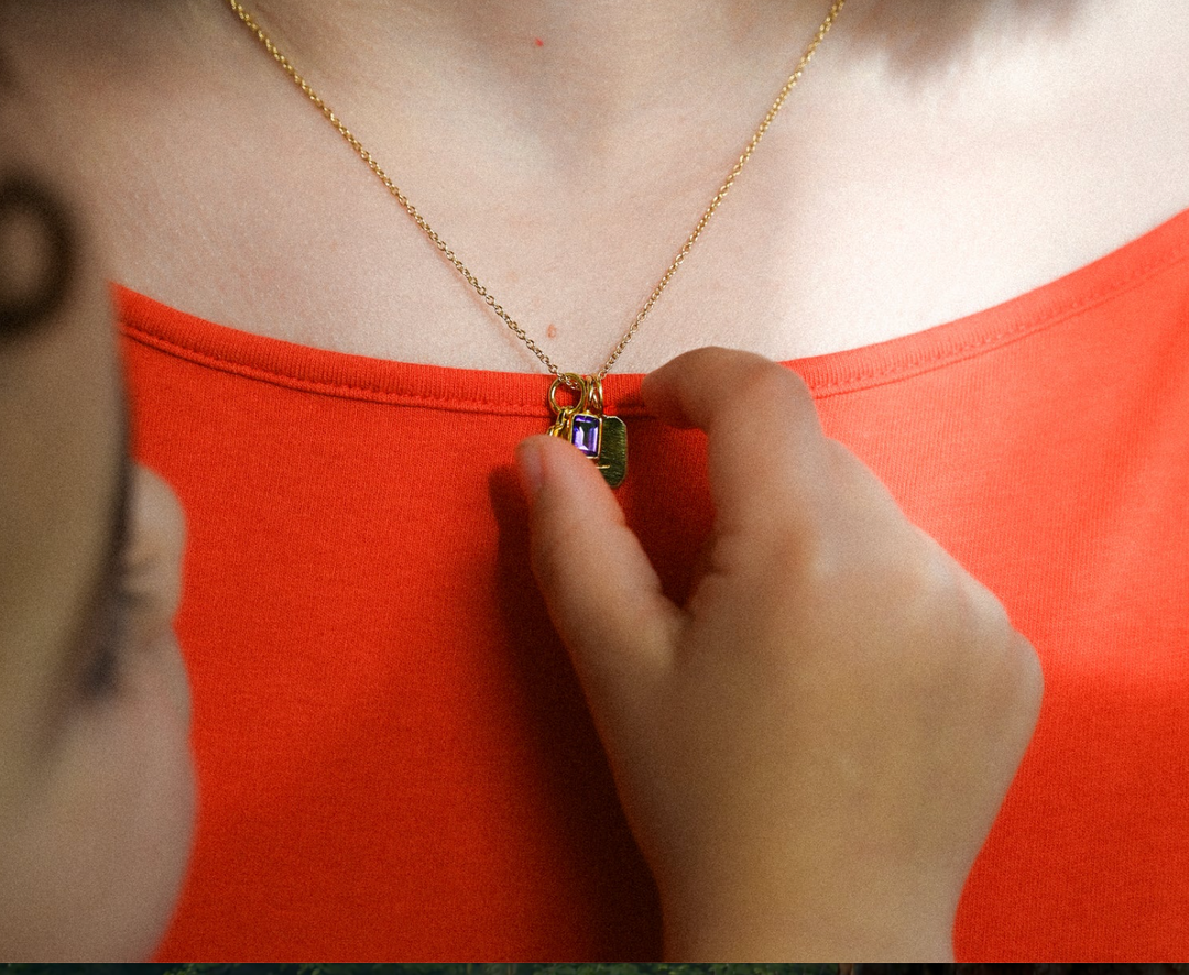 Gold Birth Stone Initial Pendant - Multiple stones