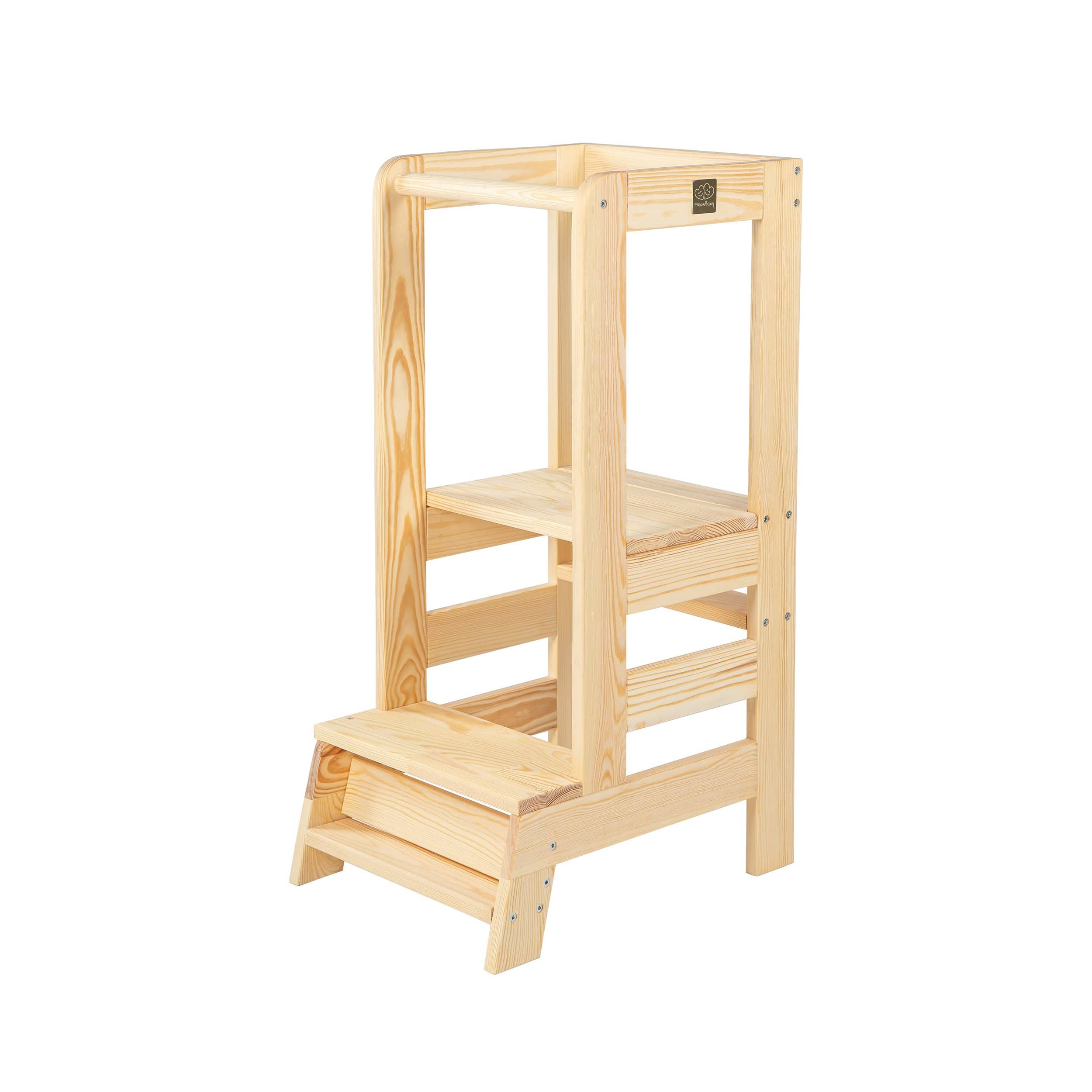 Meow Baby Montessori Learning Tower Natural Pine - Hola BB