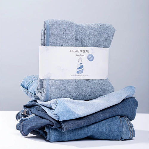 PALAIS DE L’EAU Organic Cotton Baby Towel Recycled Denim - Hola BB