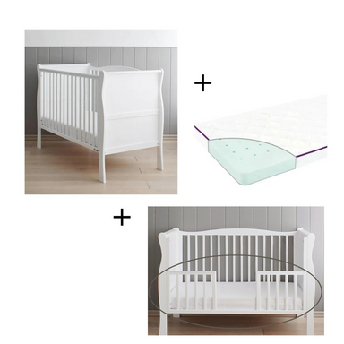 Woodies **Bundle Save 5%** Woodies Noble White Cot + Day bed side + Mattress  - Hola BB