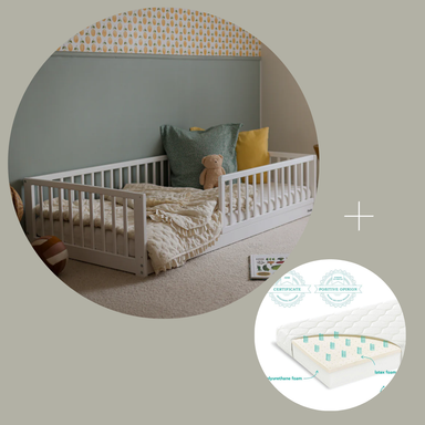 Woodies Woodies Monty Montessori Bed White + Mattress  - Hola BB