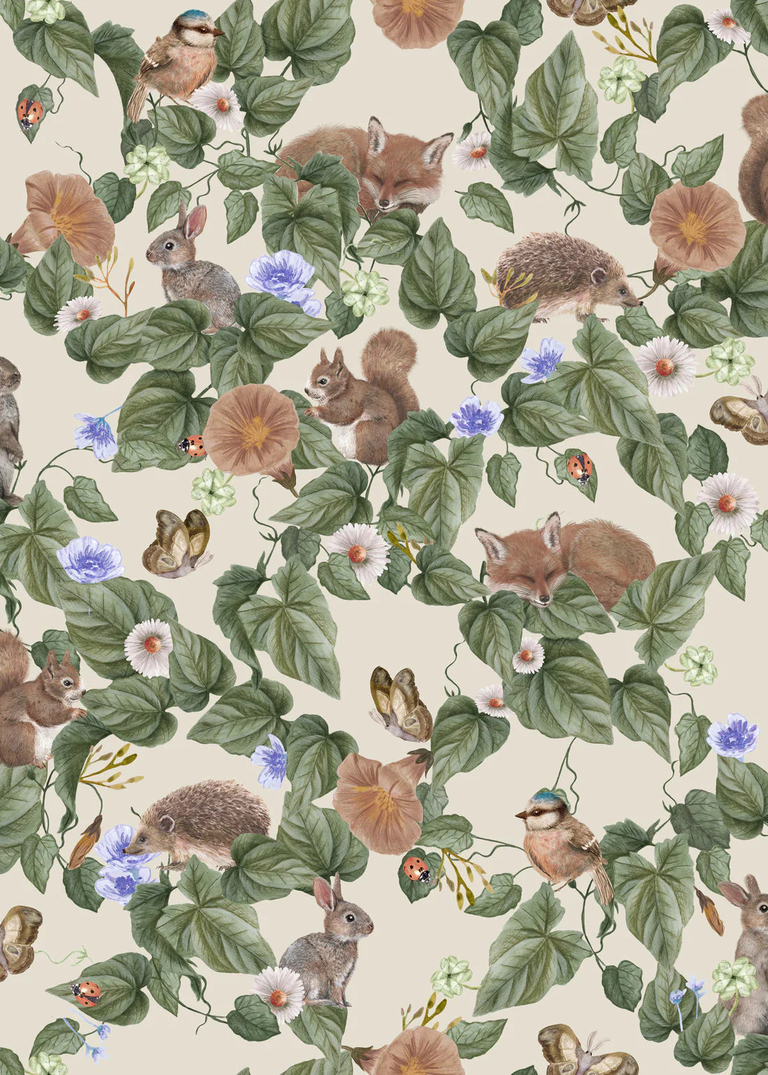 Summer Gray Forest Lullaby Wallpaper Forest Lullaby Linen - Hola BB
