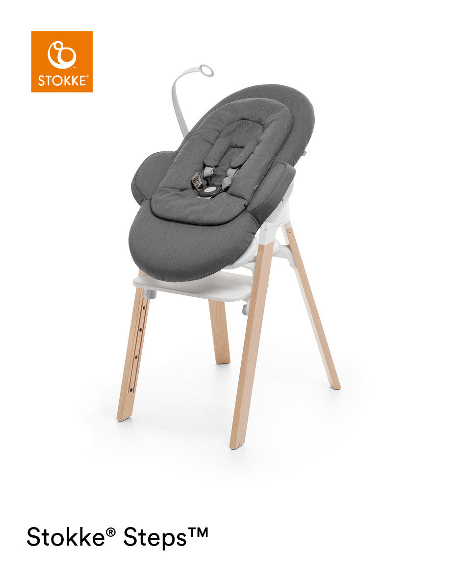 Stokke Save 20%! Steps™ Chair + Free Bouncer Deep Grey White Chassis White/Natural - Hola BB