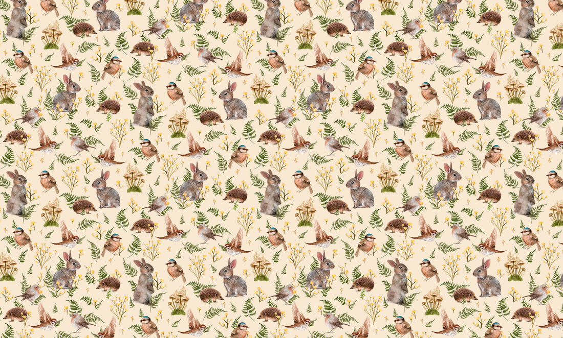 Summer Gray Birds & Bunnies Wallpaper  - Hola BB